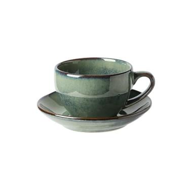 Imagem de Xícaras de chá de cerâmica irregulares de forno retrô simples para uso doméstico japonês - verde neblina
