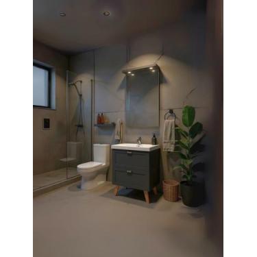 Imagem de Gabinete para Banheiro com Cuba e Espelheira 60cm Retro Mdf Grafite Mi