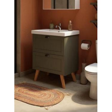 Imagem de Gabinete para Banheiro com Cuba 60cm Retro Mdf Milano - On Móveis, Ver
