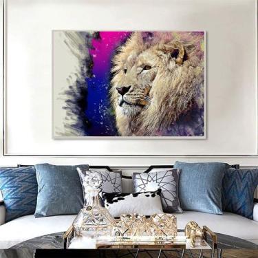Imagem de Quadro Canvas Decorativo para Sala Lion In Color 50x70 - LUGGUI ART. F