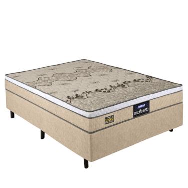 Imagem de Cama Box Casal Colchão Espuma D33 Fort Gazin 138x188x59cm Bege/Branco - Suporta até 150kg por Pessoa