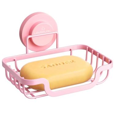 Imagem de LEVERLOC Saboneteira, suporte de barra de sabão para ventosa de chuveiro montado na parede, suporte de esponja à prova d'água removível sem perfuração de aço inoxidável para banheiro, banheira, pia de