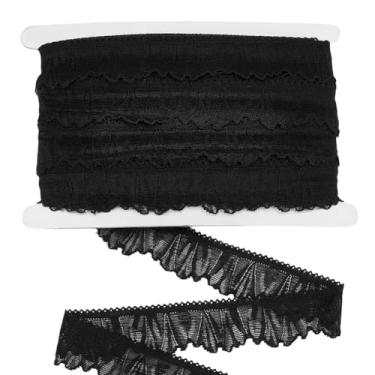 Imagem de FINGERINSPIRE 20 jardas de renda elástica preta com acabamento de 3,5 cm de largura fita de renda elástica chinlon borda de renda flexível para vestidos, lingerie, roupas, fantasias e decoração de