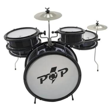 Imagem de Bateria Infantil Pop 05 Pecas Alumisteel E P.S. Pint Eletro Preto Fosco Aro Nylon Pele Leitosa - Inf - Luen