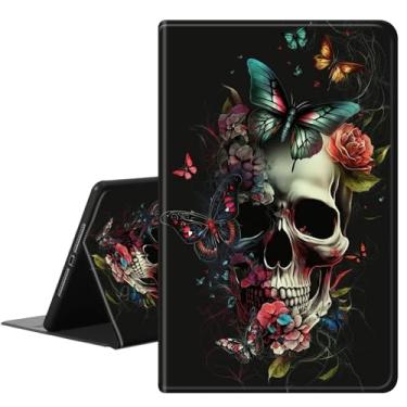 Imagem de RAUEDWDJS Capa para Microsoft Surface Pro 7, capa inteligente de couro PU fina para Microsoft Surface Pro 7 Plus/6/5/4 de 12,3 polegadas - caveiras artísticas borboletas