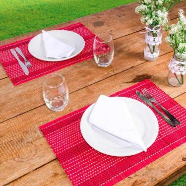 Imagem de Jogo Americano 4 Peças Bambu Vermelho 30X44Cm Jolitex, Vermelho, 4