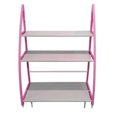 Imagem de Estante Organizador Lavanderia Maquina Lavar 3 Prateleiras Rack Multiuso Banheiro Brinquedos Utilidades Portatil Rosa