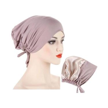 Imagem de Boné Hijab Feminino de Cetim Modal - Dupla Camada, Turbante e Cachecol
