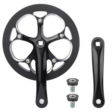 Imagem de ZUKKA Pedaleira de bicicleta de liga de alumínio de 52 dentes com capa de corrente dupla braço de 170 mm para mountain bike MTB compatível com 6/7/8/9/10 velocidades. Tipo quadrado de bicicleta