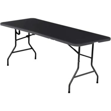 Imagem de Mesa Dobrável Para Churrasco, Àrea Externa Tamanho 1,80 Mts Com Alça Formato Mala Tampa na Cor Preta