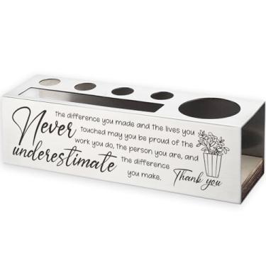 Imagem de Vivopisew Never Underestimate the Difference You Make, Thank You Gifts Organizador de mesa de aço inoxidável para homens e mulheres, colegas promoções, aposentadorias, demissões, agradecimento VP176