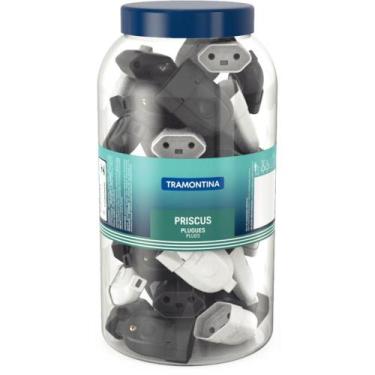 Imagem de Plugues femea 2P 10A 250V~ cores preto e branco - emb. pote grande - T