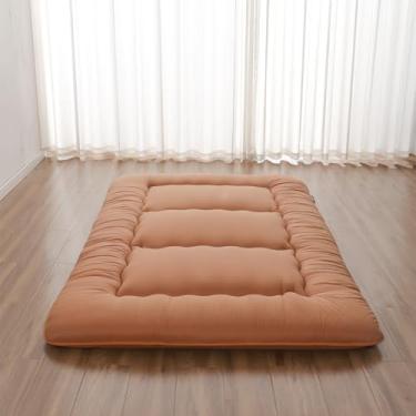 Imagem de Zelladorra Colchão japonês, colchão futon com bolsa de armazenamento portátil e capa lavável, tapete de tatame grosso de enrolar adequado para acampamento, quarto de hóspedes, café leve, completo