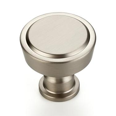 Imagem de Ravinte Pacote com 5 maçanetas de armário de cozinha de níquel escovado com orifício único puxadores redondos para gavetas de cômoda de cozinha