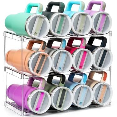 Imagem de Design para Stanley 1,134 g, garrafas grandes e copos com alça - organizador de garrafa de água de acrílico empilhável - Rack de vinho transparente, suporte de copo para prateleira de despensa de