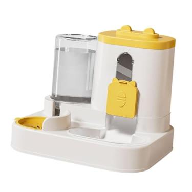 Imagem de ShengQuanHao Dispensador Automático de água E Comida para Animais de Estimação, Alimentador Antiderrapante 2 em 1 para Gatos E Cães Pequenos, Amarelo