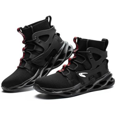 Imagem de Botas de bico de aço com segurança para trabalho ORISTACO, botas de construção industrial leves e respiráveis, Preto, 11 Women/9.5 Men