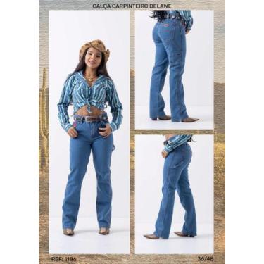 Imagem de Calça Jeans Nelore Country Feminina Carpinteiro , 38, Delavê