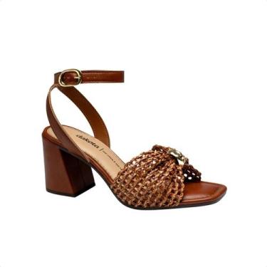 Imagem de Sandália Feminina Salto Médio Grosso Dakota Tramada, Mascavo, 36