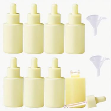Imagem de 8 frascos conta-gotas de vidro fosco com 2 funis, frasco conta-gotas de óleo essencial à prova de vazamento de 30 ml, frasco dispensador de perfume para óleos essenciais, perfumes e outros líquidos