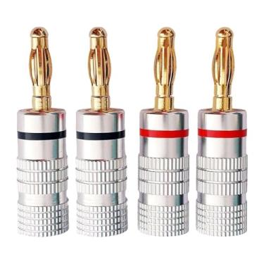 Imagem de AsrMyjcx Conector de áudio de 4 mm para plugues banana, adaptador de cabo de alto-falante, plugues de cabo banana para home theaters e amplificadores