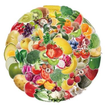Imagem de Kigibo Adesivos transparentes para alimentos, 100 peças de adesivos realistas de frutas vegetais para professores e alunos para atividades temáticas em sala de aula