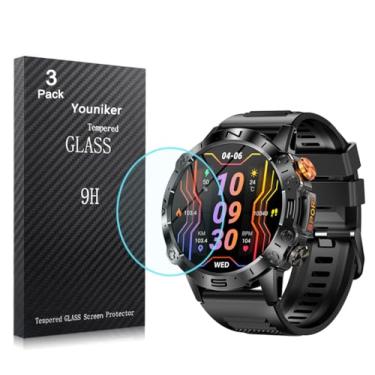Imagem de Youniker Pacote com 3 protetores de tela compatíveis com relógio inteligente FOXBOX ST19 de 1,43 polegadas, vidro temperado para smartwatch LIGE 1,43 polegadas, folhas de vidro 9H 0,3 mm
