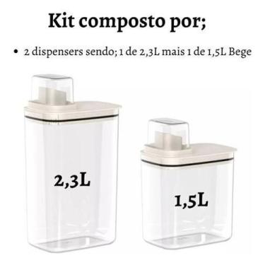 Imagem de Kit 2 Porta Sabão Amaciante Hermético Flow Ou - Bege