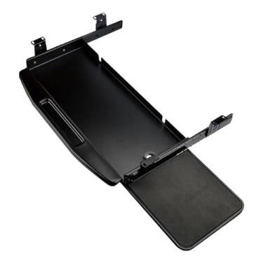 Imagem de IEUDNS Bandeja para teclado embaixo da mesa, multiuso, fácil de puxar, gaveta de metal deslizante embaixo da mesa para teclado, para jogos em casa e, Preto