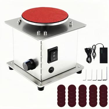 Imagem de KZU Mini Lixadeira De Bancada 4", Mesa Elétrica 110 V, Disco Lixa 6000 Rpm Com 20 Lixas Para Trabalhar Metal, Alumínio E Madeira, Velocidade Ajustável