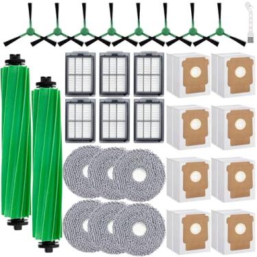 Imagem de MalhSlix Kit de acessórios de peças de reposição para iRobot Roomba Plus 505 405 Combo Robot Aspirador, 2 escovas de rolo, 6 esfregões, 6 filtros, 8 escovas laterais, 8 sacos de vácuo
