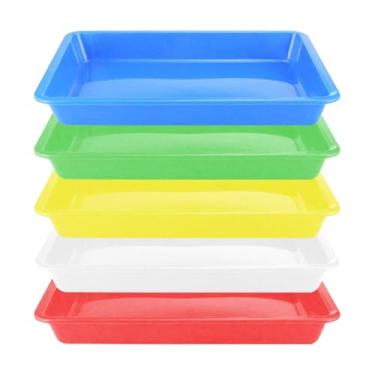 Imagem de Ioensy 5x Bandejas de servir para comida de festa, recipiente de, bandejas de chá práticas empilháveis, travessas de servir para mesa de jantar, 24.5 Cm X 18.5 Cm X