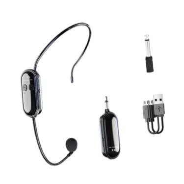 Imagem de menolana Fone de ouvido sem fio com microfone de microfone sem fio com de cabeça de longo alcance de alto-falante para ensino e performance em