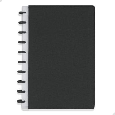 Imagem de Caderno Mágico Inteligente B5 com 10 Discos 18,5 x 26cm 80 Folhas Capa Texturizada, com Elástico Premium (Preto)