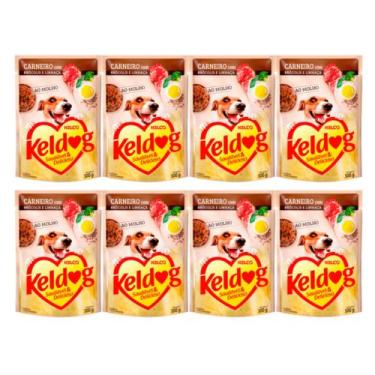 Imagem de Kit 8 Ração Úmida para Cachorro Keldog Cordeiro com Brócolis e Linhaça