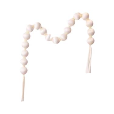 Imagem de Fancyes Guirlanda de bolas de espuma feita à mão, enfeites suaves, projetos faça você mesmo, decoração de casamento, banner de bola de espuma para feriado, Bege