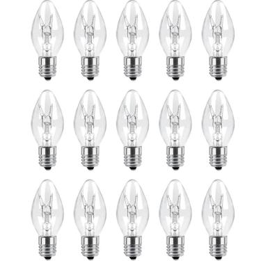 Imagem de MMBGJKG (15 pacotes) Lâmpada de sal - Lâmpadas noturnas de 15W e lâmpadas de sal, C7/15 Watt/120 V/45 Lumen, base de candelabro E12, branco quente - regulável