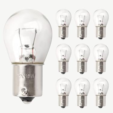 Imagem de Fuoequl Lâmpadas S25 12V 18W Lâmpada de paisagem de baixa tensão BA15S Baioneta transparente conjunto de 10