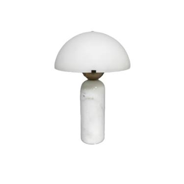 Imagem de Abajur de cabeceira Luminária de mesa pedra, vidro, sala estar, centro, estudo, cabeceira, decoração quarto(Branco)