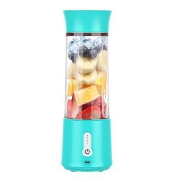 Imagem de Liquidificador portátil com carregamento USB, máquina de smoothie de tamanho pessoal, copo de vidro de 500 ml, lâminas de aço inoxidável 304 (azul)