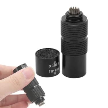 Imagem de equlup Ponta de taco de bilhar, ferramenta modeladora de ponta de taco 4 em 1 de alumínio, pontas para tacos de sinuca, acessórios de piscina para brincadeiras de bilhar práticas (5/16-14 dentes)