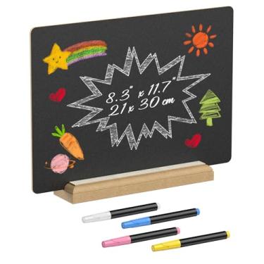 Imagem de Uniclife Quadro negro A4 com suporte - Inclui 1 marcador branco, 1 rosa, 1 amarelo e 1 azul claro