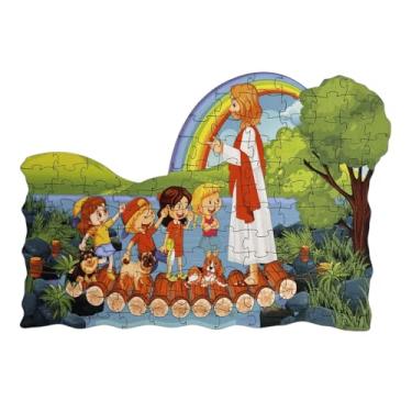 Imagem de Quebra-Cabeça 3D MDF Bíblico – Jesus e as Crianças | Brinquedo Infantil Educativo e Decorativo Cristão para Família