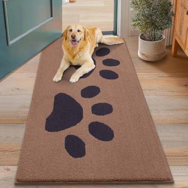 Imagem de Smiry Tapete de porta de cachorro para patas enlameadas 122 x 76 cm, capacho antiderrapante lavável, tapete de entrada absorvente para piso interno, camelo e preto