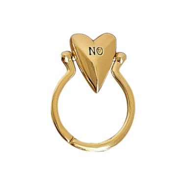 Imagem de Anel de compromisso minimalista de coração de amor para mulheres banhado a ouro prata com coração giratório sim ou não, berloque, anéis de dedo ajustável, ajuste confortável, joia de noivado para