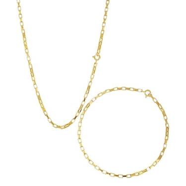 Imagem de Kit de Moeda Antiga Banhado a Ouro 18k Corrente E Pulseira Caixa de Fósforo 2mm (Corrente70CM + Pulseira19CM)