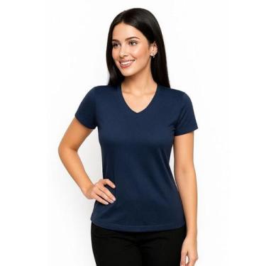 Imagem de Blusa Camiseta Feminina Baby Look Básica Gola V - Fardas Uniformes,  P