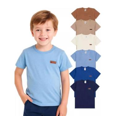 Imagem de Kit com 5 Camisetas Básicas Infantil para bebê Versátil Confortável e 
