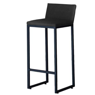 Imagem de Banqueta Alta Dani Reforçada Decorativa Balcão Bancada Cozinha Bar Base Preta Courino