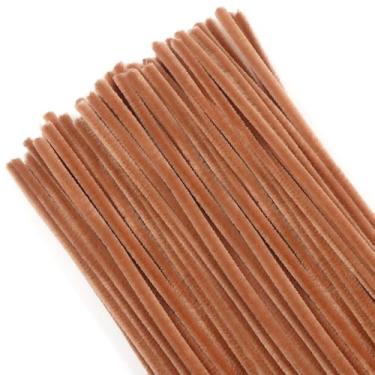 Imagem de TOAOB 100 peças de limpadores de cachimbo vermelho marrom hastes de chenille 6 mm x 12 polegadas palitos difusos suprimentos de artesanato para arte DIY artesanato decorações